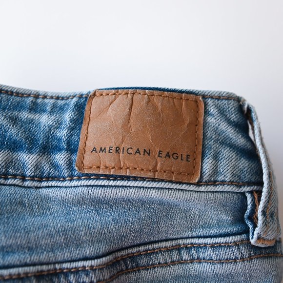 AMERICAN EAGLE Blue Distressed Frayed Hem Jegging Jeans - Size 0 - Picture 7 of 13